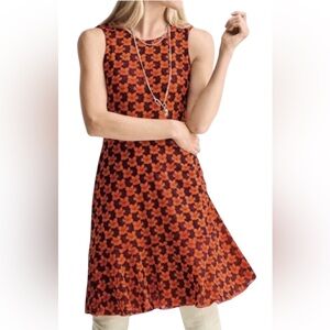 Cabi Womens Orange Floral Dotted Sleeveless Mesh Reversible Flip Dress Sz L, S